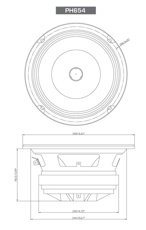 6.5" PRO Series 2-Way Full-Range Coax Horn Speakers - PH654